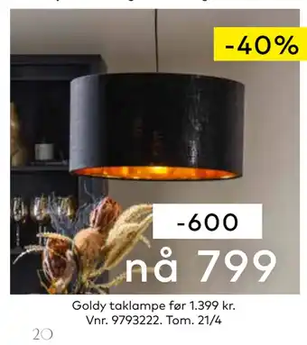 Skeidar Goldy taklampe tilbud