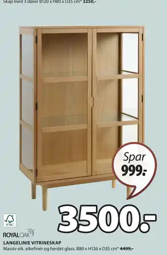 JYSK LANGELINIE VITRINESKAP tilbud