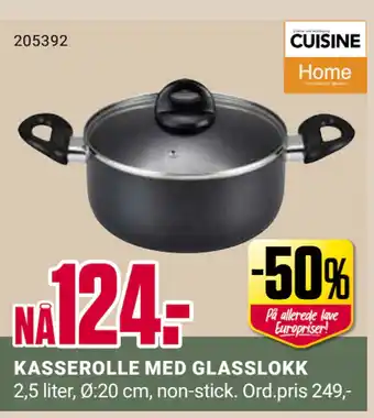 Europris KASSEROLLE MED GLASSLOKK tilbud