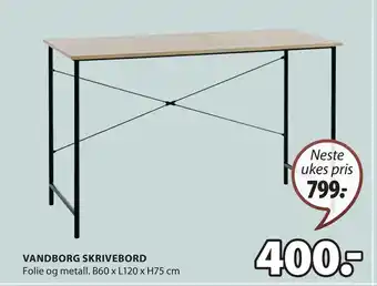 JYSK VANDBORG SKRIVEBORD tilbud