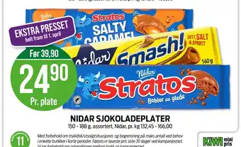 Kiwi NIDAR SJOKOLADEPLATER tilbud