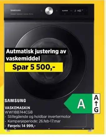 POWER SAMSUNG VASKEMASKIN WW11BB744CGB tilbud