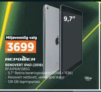 POWER RENOVERT IPAD (2018) RFAIP6W128SG tilbud