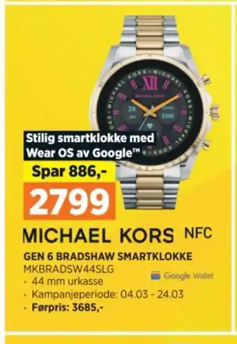 POWER GEN 6 BRADSHAW SMARTKLOKKE MKBRADSW44SLG tilbud