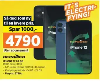 POWER IPHONE 12 64 GB RPIPH1264GBBK tilbud