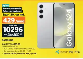 POWER SAMSUNG GALAXY S24 128 GB SMS921BZADEUB tilbud