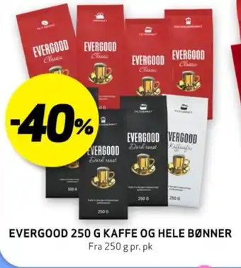 Bunnpris EVERGOOD 250 G KAFFE OG HELE BØNNER tilbud