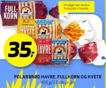 Bunnpris POLARBRØD HAVRE, FULLKORN OG HVETE tilbud