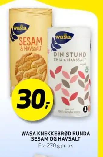 Bunnpris WASA KNEKKEBRØD RUNDA SESAM OG HAVSALT tilbud