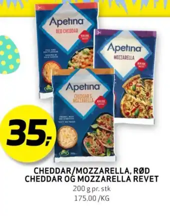 Bunnpris CHEDDAR/MOZZARELLA, RØD CHEDDAR OG MOZZARELLA REVET tilbud