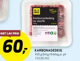 Bunnpris KARBONADEDEIG tilbud