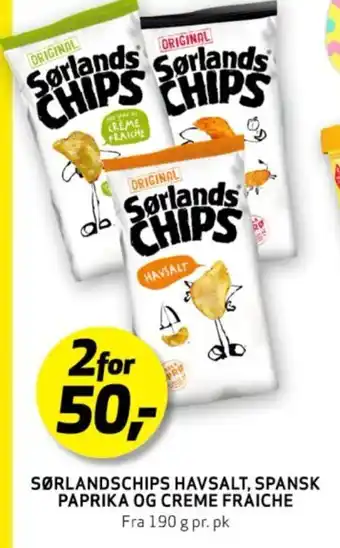 Bunnpris SØRLANDSCHIPS HAVSALT, SPANSK PAPRIKA OG CREME FRAICHE tilbud