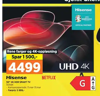 POWER HISENSE 50 4K HDR SMART TV tilbud