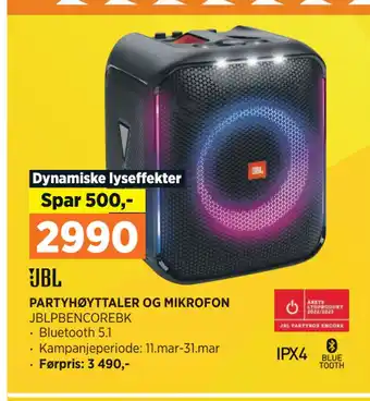 POWER PARTYHØYTTALER OG MIKROFON tilbud