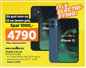 POWER IPHONE 12 64 GB RPIPH1264GBBK tilbud