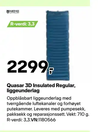XXL Sport Quasar 3D Insulated Regular, liggeunderlag tilbud