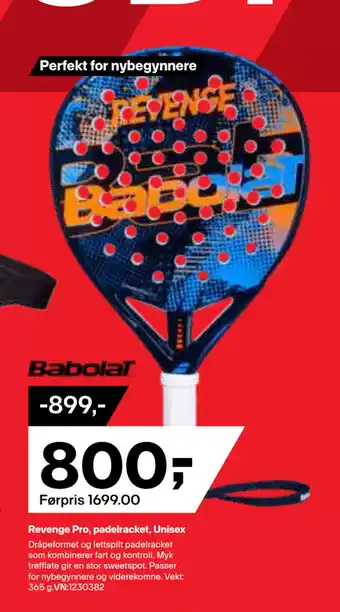 XXL Sport Revenge Pro, padelracket, Unisex tilbud