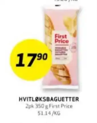 Bunnpris First price hvitløksbaguetter tilbud