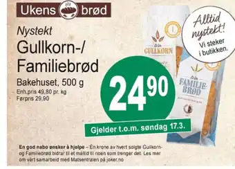 Joker Bakehuset brød tilbud