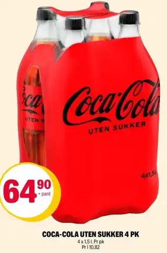 Coop Extra COCA-COLA UTEN SUKKER 4 PK tilbud