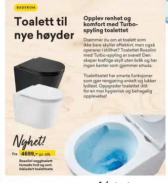 Rosolini veggtoalett tornado hvit og sort. Inkludert toalettsete
