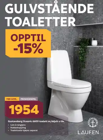 Megaflis Gustavsberg Oceanic 6600 toalett m/skjult s-lås tilbud