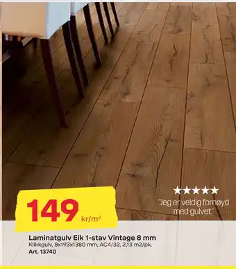 Byggmax Laminatgulv Eik 1-stav Vintage 8 mm tilbud