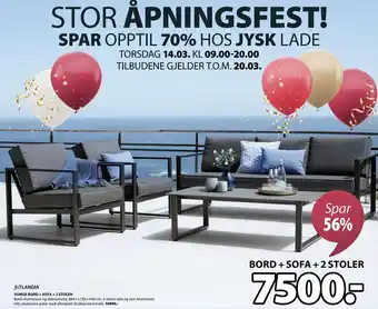 JYSK VONGE BORD + SOFA + 2 STOLER tilbud