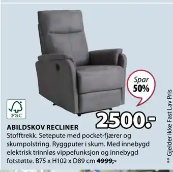 JYSK ABILDSKOV RECLINER tilbud