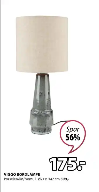 JYSK VIGGO BORDLAMPE tilbud