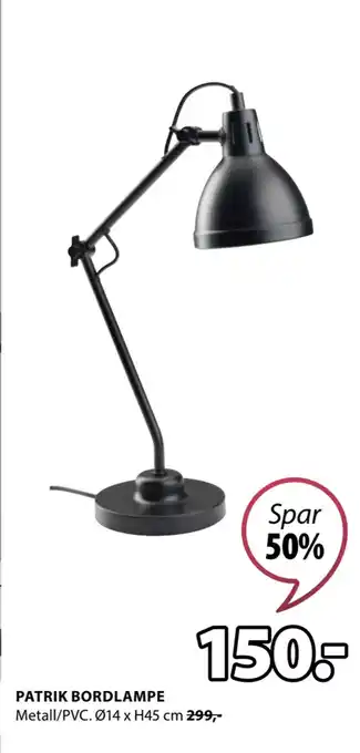 JYSK PATRIK BORDLAMPE tilbud