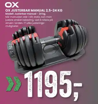 Sport Outlet OX JUSTERBAR MANUAL 2,5-24 KG tilbud