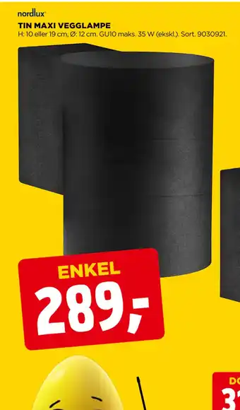 jem & fix TIN MAXI VEGGLAMPE tilbud