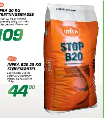 Coop Byggmix INFRA B20 25 KG STØPEMØRTEL tilbud