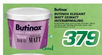 Coop Byggmix BUTINOX ELEGANT MATT 05/MATT INTERIØRMALING tilbud