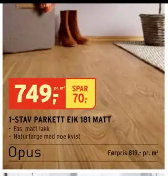 Montér 1-STAV PARKETT EIK 181 MATT tilbud