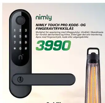 Coop Byggmix NIMLY TOUCH PRO KODE- OG FINGERAVTRYKKSLÅS tilbud