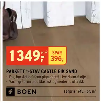 Montér PARKETT 1-STAV CASTLE EIK SAND tilbud