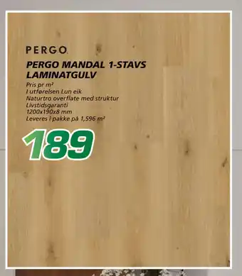 Coop Byggmix PERGO MANDAL 1-STAVS LAMINATGULV tilbud