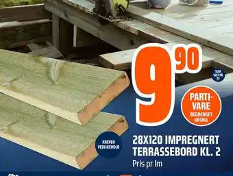 Obs Bygg 28X120 IMPREGNERT TERRASSEBORD KL. 2 tilbud
