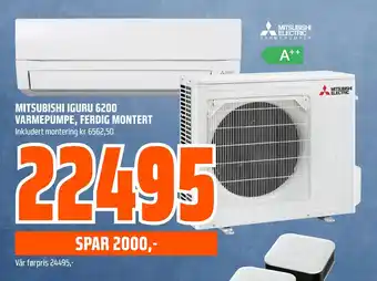 Obs Bygg MITSUBISHI IGURU 6200 VARMEPUMPE, FERDIG MONTERT tilbud