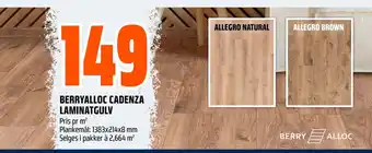 Obs Bygg BERRYALLOC CADENZA LAMINATGULV tilbud