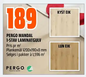 Obs Bygg PERGO MANDAL 1-STAV LAMINATGULV tilbud