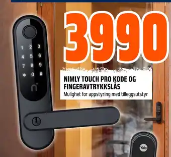 Obs Bygg NIMLY TOUCH PRO KODE OG FINGERAVTRYKKSLÅS tilbud