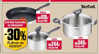 Europris Tefal Daily kasseroller og stekepanner! tilbud