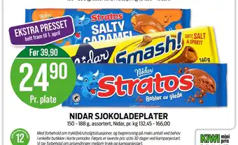 Kiwi NIDAR SJOKOLADEPLATER tilbud