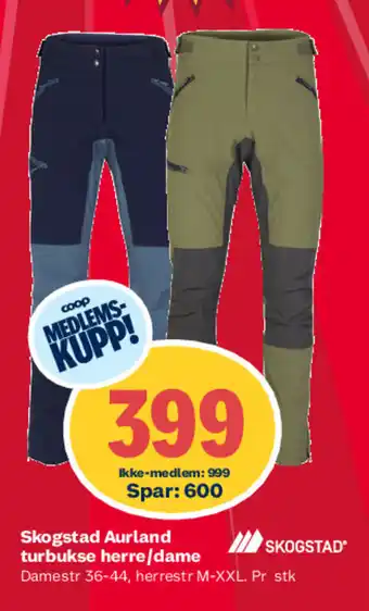 Coop Extra Skogstad Aurland turbukse herre/dame tilbud