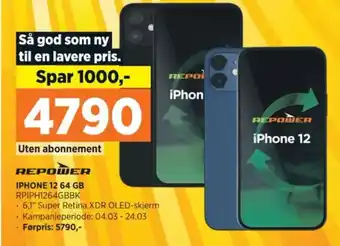 POWER IPHONE 12 64 GB RPIPH1264GBBK tilbud