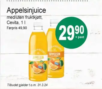 Joker Cevita appelsinjuice med fruktkjøtt tilbud