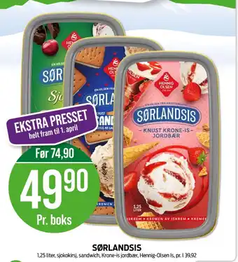 Kiwi Sørlandsis knust krone jordbæris tilbud